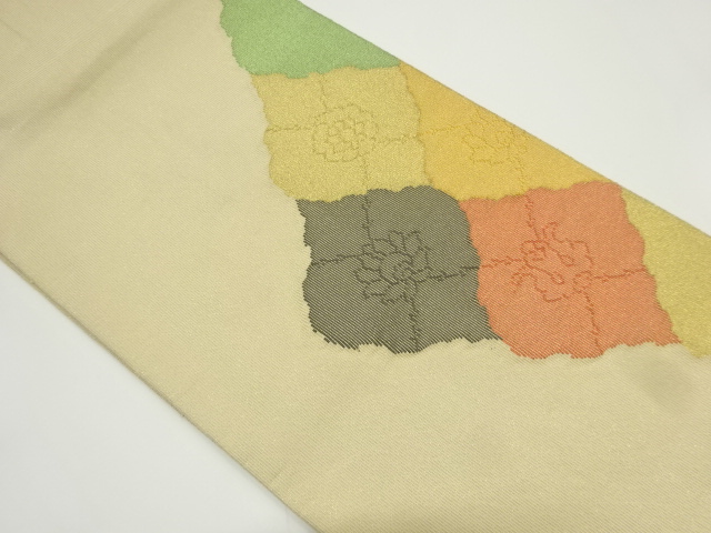 JAPANESE KIMONO / VINTAGE FUKURO OBI / WOVEN ABSTRACT TATEWAKU PATTERN